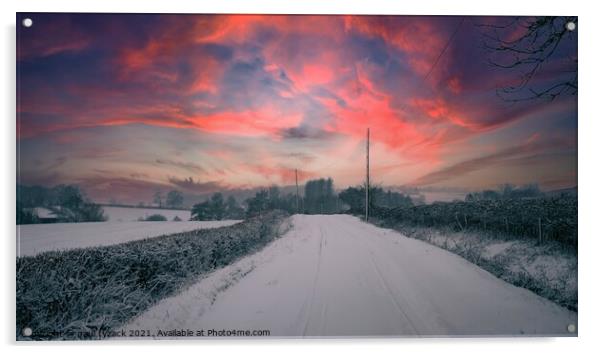 Winter sunset along the lanes Acrylic by Paul Tyzack