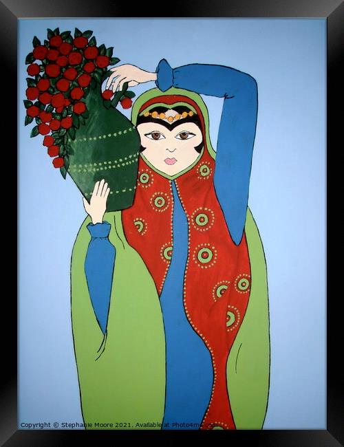Iranian Girl with Flowers Framed Print by Stephanie Moore