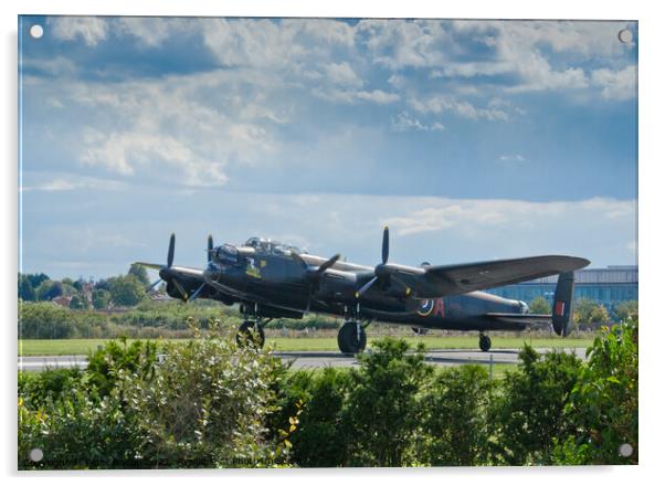 Canadian Lancaster Bomber 'Vera' at Southend Airport in 2014. Acrylic by Peter Bolton