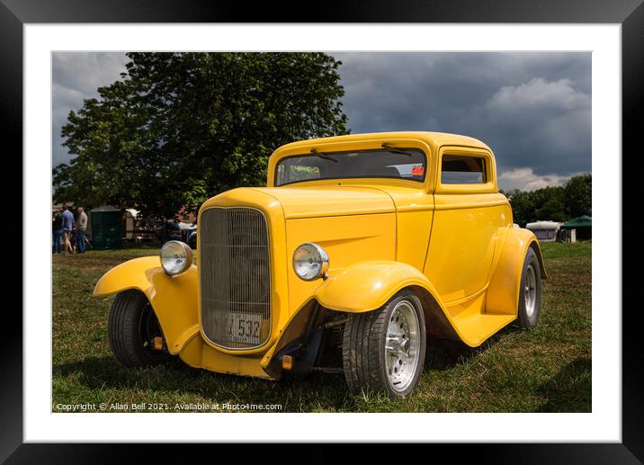 Yellow hot rod Framed Mounted Print by Allan Bell