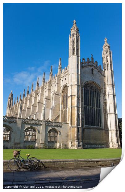 Kings Chapel and Bicycle Print by Allan Bell
