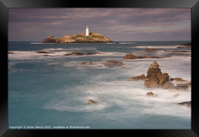 Godrevy Lighthouse, Hayle, St Ives Bay Framed Print by Brian Pierce