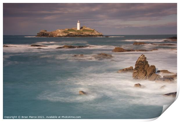 Godrevy Lighthouse, Hayle, St Ives Bay Print by Brian Pierce