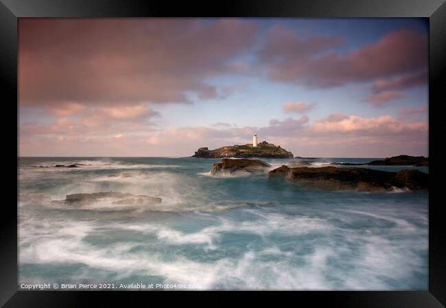 Godrevy Lighthouse, Hayle, St Ives Bay Framed Print by Brian Pierce