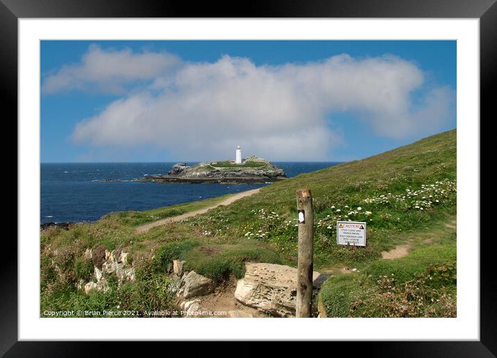 Godrevy Lighthouse, Hayle, St Ives Bay, Cornwall Framed Mounted Print by Brian Pierce