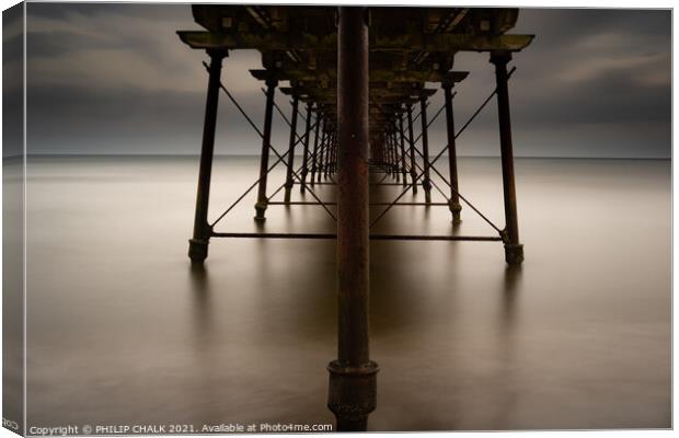 Abstract Saltburn pier 123 east coast of Yorkshire Canvas Print by PHILIP CHALK