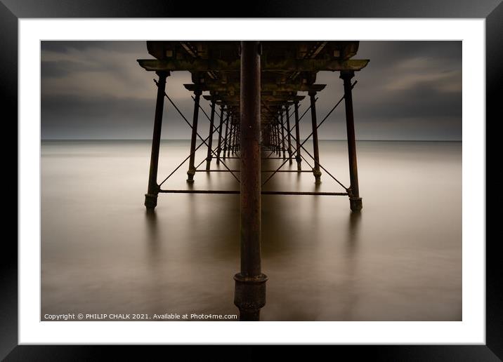 Abstract Saltburn pier 123 east coast of Yorkshire Framed Mounted Print by PHILIP CHALK