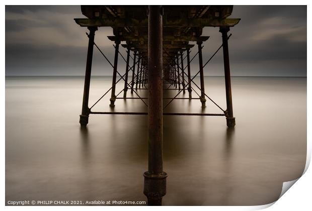 Abstract Saltburn pier 123 east coast of Yorkshire Print by PHILIP CHALK