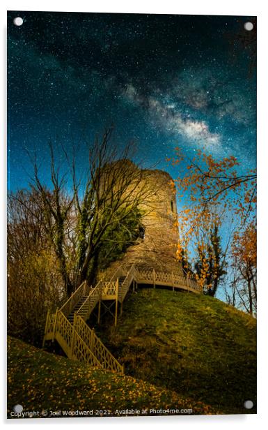 Milky Way over Bronllys Castle Acrylic by Joel Woodward