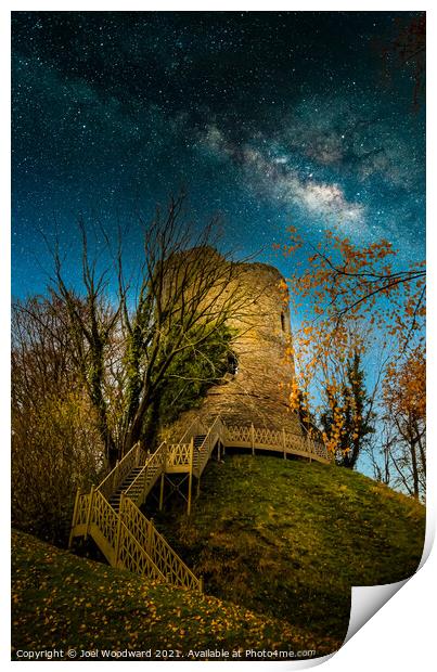 Milky Way over Bronllys Castle Print by Joel Woodward