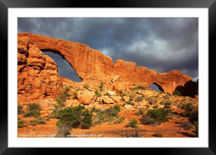 North and South Windows, Arches National Park, Utah, USA Framed Mounted Print by Geraint Tellem ARPS