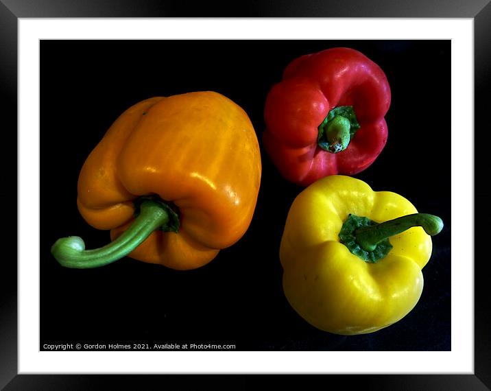 Peppers Framed Mounted Print by Gordon Holmes
