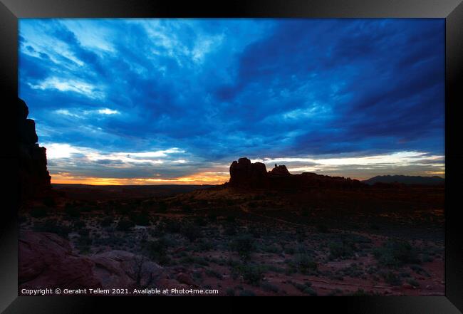 Dawn over Arches National Park from near Balanced Rock, Utah, USA Framed Print by Geraint Tellem ARPS