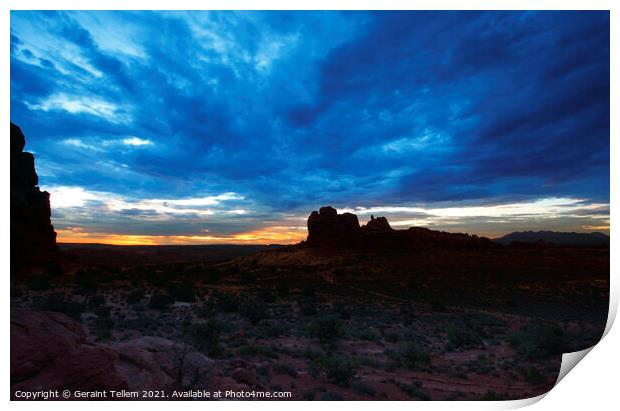 Dawn over Arches National Park from near Balanced Rock, Utah, USA Print by Geraint Tellem ARPS