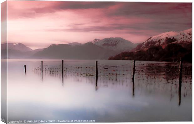 misty sunrise over Ullswater in the lake district 125 Canvas Print by PHILIP CHALK