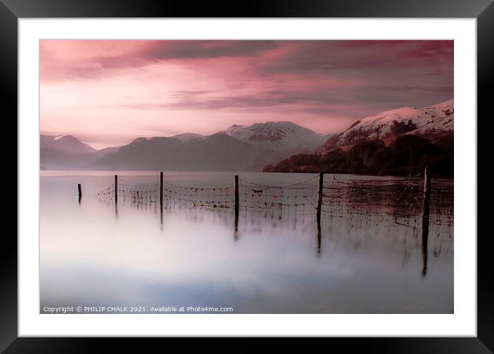 misty sunrise over Ullswater in the lake district 125 Framed Mounted Print by PHILIP CHALK