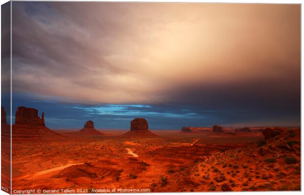 Evening light over Monument Valley, Navajo Tribal Park, USA Canvas Print by Geraint Tellem ARPS
