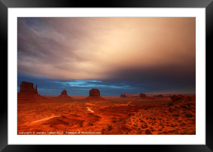 Evening light over Monument Valley, Navajo Tribal Park, USA Framed Mounted Print by Geraint Tellem ARPS