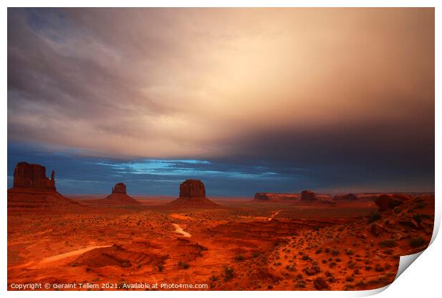 Evening light over Monument Valley, Navajo Tribal Park, USA Print by Geraint Tellem ARPS