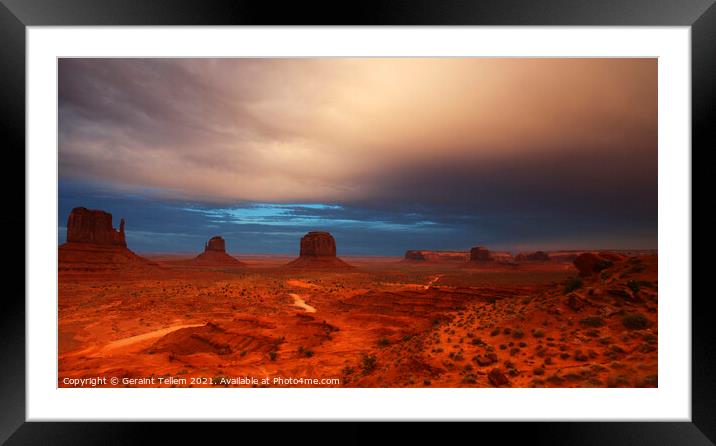 Evening light over Monument Valley, Navajo Tribal Park, USA Framed Mounted Print by Geraint Tellem ARPS