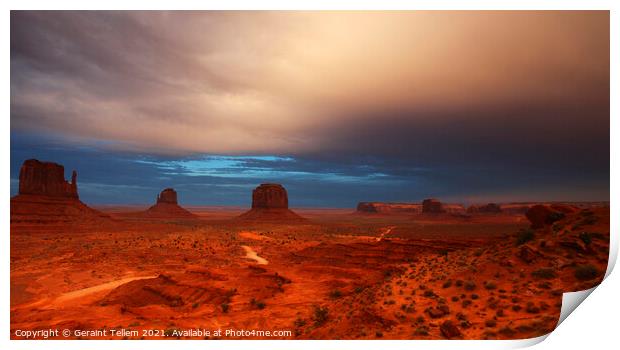 Evening light over Monument Valley, Navajo Tribal Park, USA Print by Geraint Tellem ARPS
