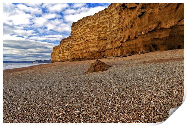 Hive Beach Rock Burton Bradstock Dorset Print by austin APPLEBY