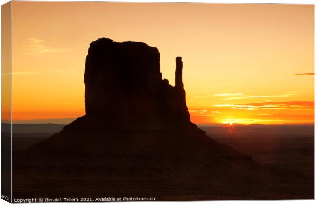 Left Mitten at sunrise, Monument Valley, Navajo Tribal Park, USA Canvas Print by Geraint Tellem ARPS