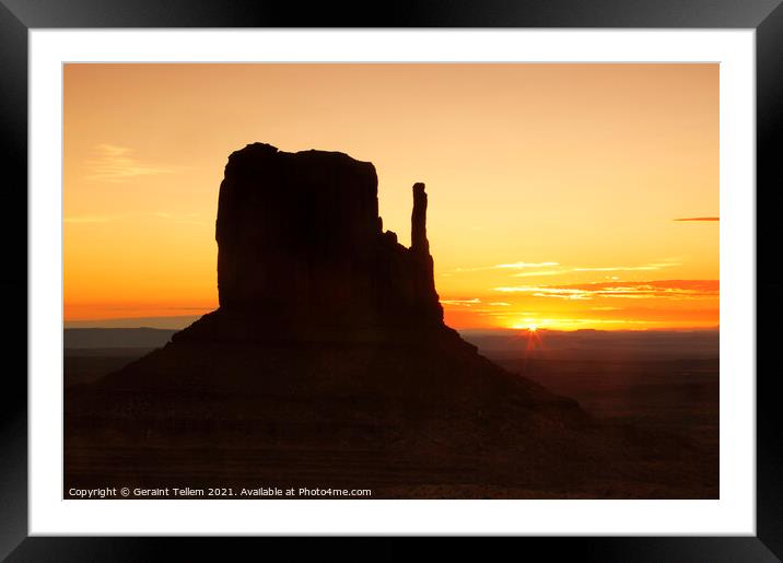 Left Mitten at sunrise, Monument Valley, Navajo Tribal Park, USA Framed Mounted Print by Geraint Tellem ARPS