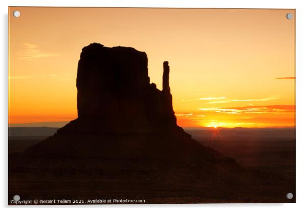 Left Mitten at sunrise, Monument Valley, Navajo Tribal Park, USA Acrylic by Geraint Tellem ARPS