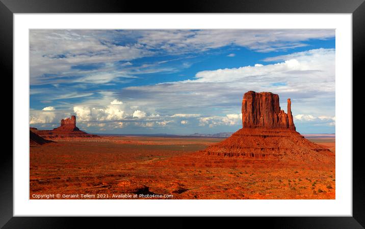 Left Mitten and Monument Valley, Navajo Tribal Park, USA Framed Mounted Print by Geraint Tellem ARPS
