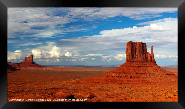 Left Mitten and Monument Valley, Navajo Tribal Park, USA Framed Print by Geraint Tellem ARPS