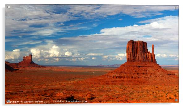 Left Mitten and Monument Valley, Navajo Tribal Park, USA Acrylic by Geraint Tellem ARPS