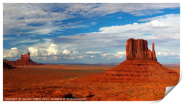 Left Mitten and Monument Valley, Navajo Tribal Park, USA Print by Geraint Tellem ARPS