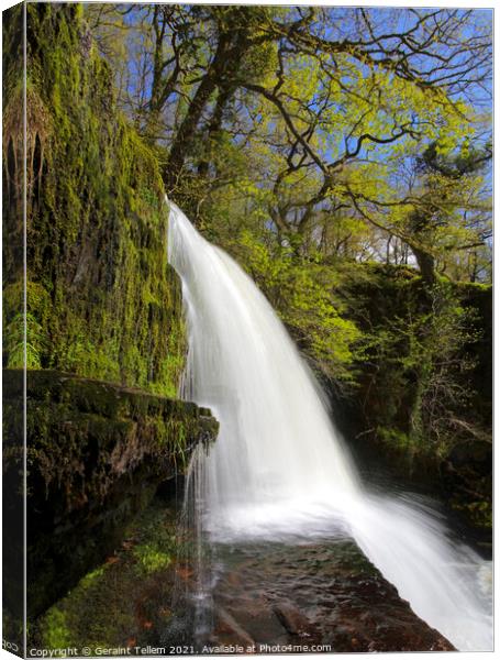 Sgwd Clun-gwyn waterfall, Ystradfellte, Brecon Beacons National Park, Wales, UK Canvas Print by Geraint Tellem ARPS
