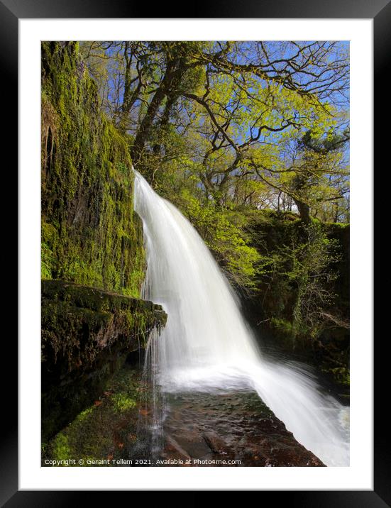 Sgwd Clun-gwyn waterfall, Ystradfellte, Brecon Beacons National Park, Wales, UK Framed Mounted Print by Geraint Tellem ARPS