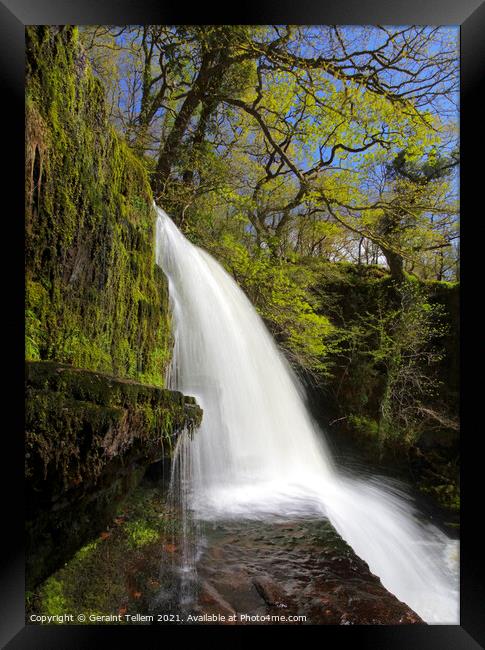 Sgwd Clun-gwyn waterfall, Ystradfellte, Brecon Beacons National Park, Wales, UK Framed Print by Geraint Tellem ARPS