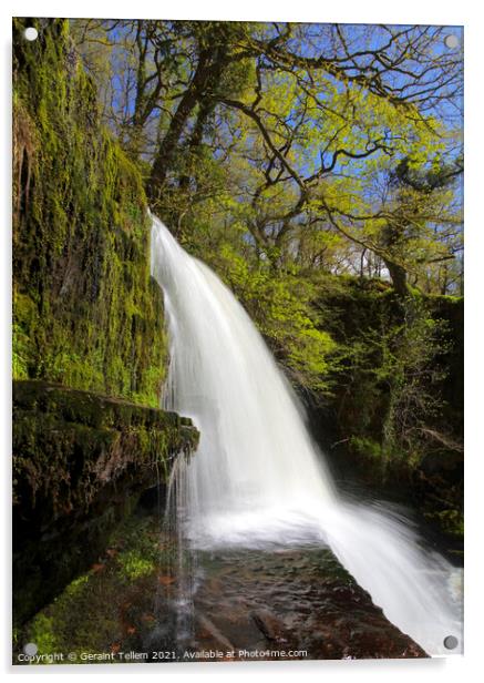 Sgwd Clun-gwyn waterfall, Ystradfellte, Brecon Beacons National Park, Wales, UK Acrylic by Geraint Tellem ARPS
