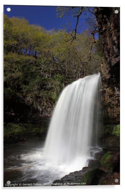 Sgwd yr Eira waterfall, Ystradfellte, Brecon Beacons, Wales Acrylic by Geraint Tellem ARPS