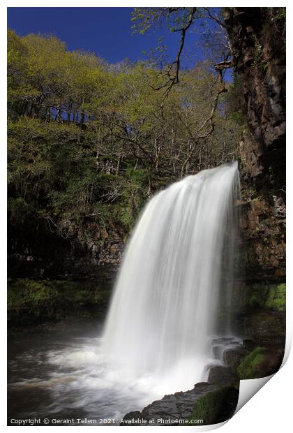 Sgwd yr Eira waterfall, Ystradfellte, Brecon Beacons, Wales Print by Geraint Tellem ARPS