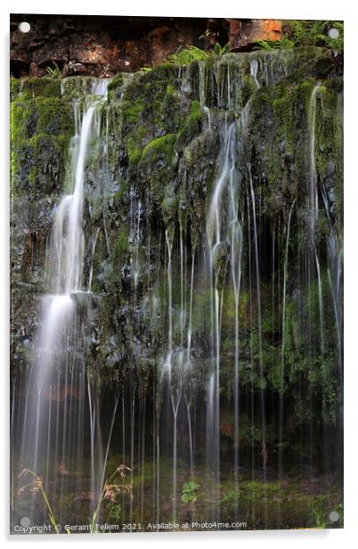 Sgwd Isaf Clun Gwyn waterfall, Ystradfellte, Brecon Beacons Wales Acrylic by Geraint Tellem ARPS