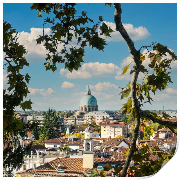 The panorama of Udine, Italy.  Print by Sergio Delle Vedove