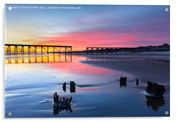 Steetley Pier sunrise Acrylic by Kevin Winter