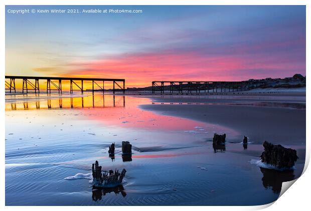 Steetley Pier sunrise Print by Kevin Winter