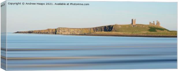 View of Dunstaburgh castle from Embleton beach  Canvas Print by Andrew Heaps