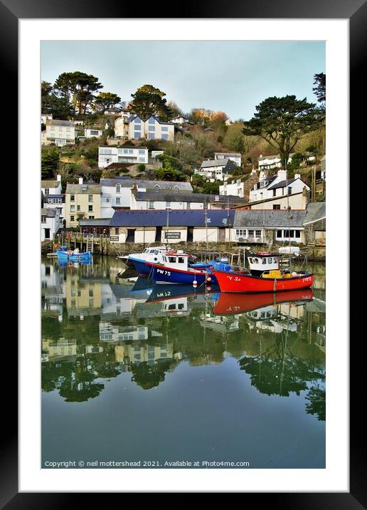 Polperro Reflections. Framed Mounted Print by Neil Mottershead