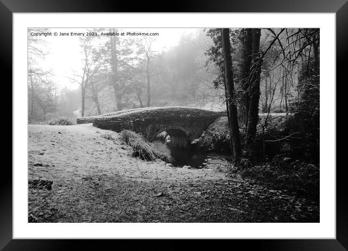 Bridge in the snow Framed Mounted Print by Jane Emery