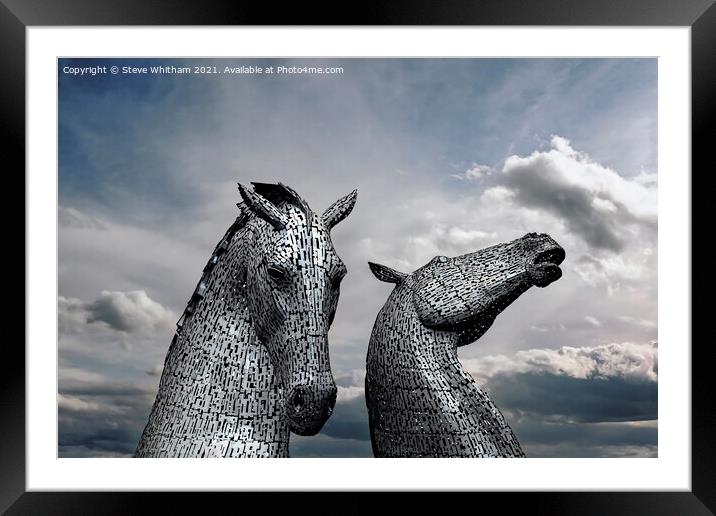 Kelpies. Framed Mounted Print by Steve Whitham