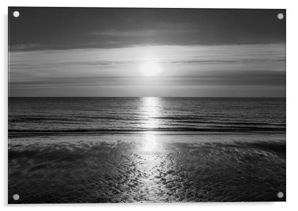 Sunrise over the sea at Frinton in timeless black  Acrylic by Paula Tracy