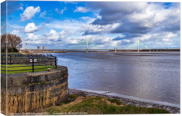 River Mersey by Spike Island Widnes  Canvas Print by Phil Longfoot