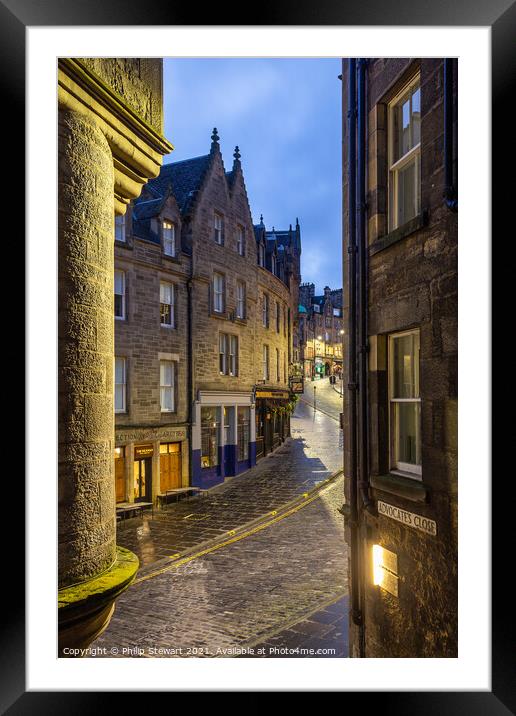 Cockburn Street from Advocate's Close, Edinburgh Framed Mounted Print by Philip Stewart